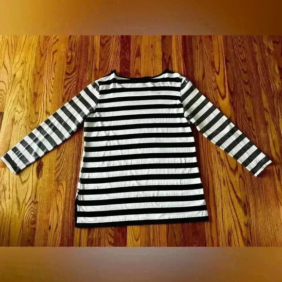Joan Vass White with Black Sequin Striped Shirt SZ. 3/XL - Picture 8 of 8
